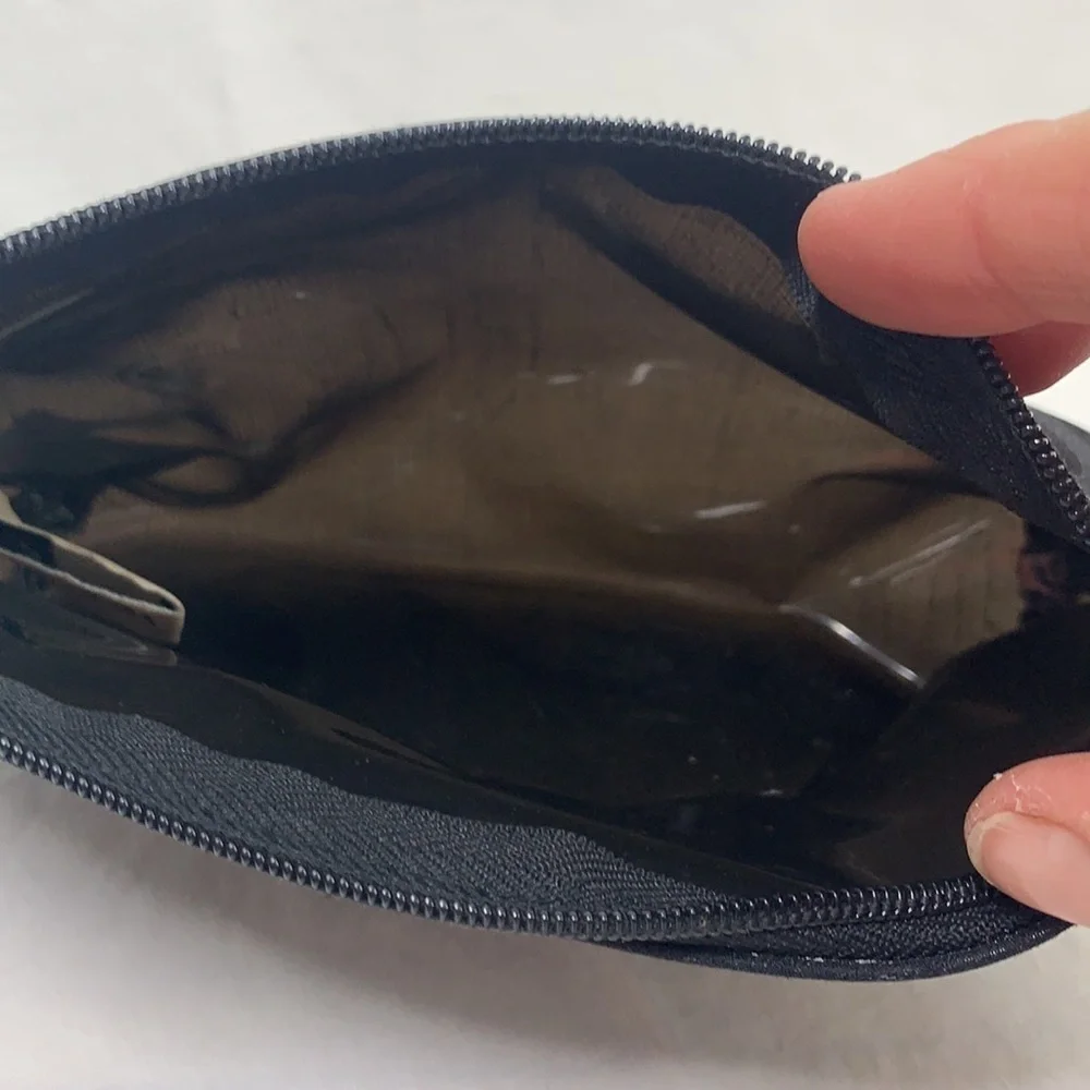 Oscar de la Renta Set of Two Small Cosmetic Bags-Black Silk/Cotton